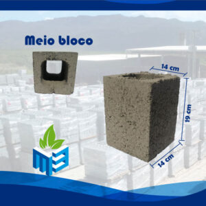 meio bloco de concreto 14x19x14 tipo estrutural